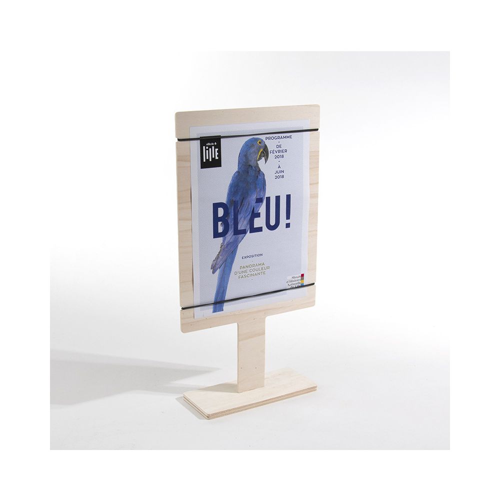 Two-sided wooden visual support