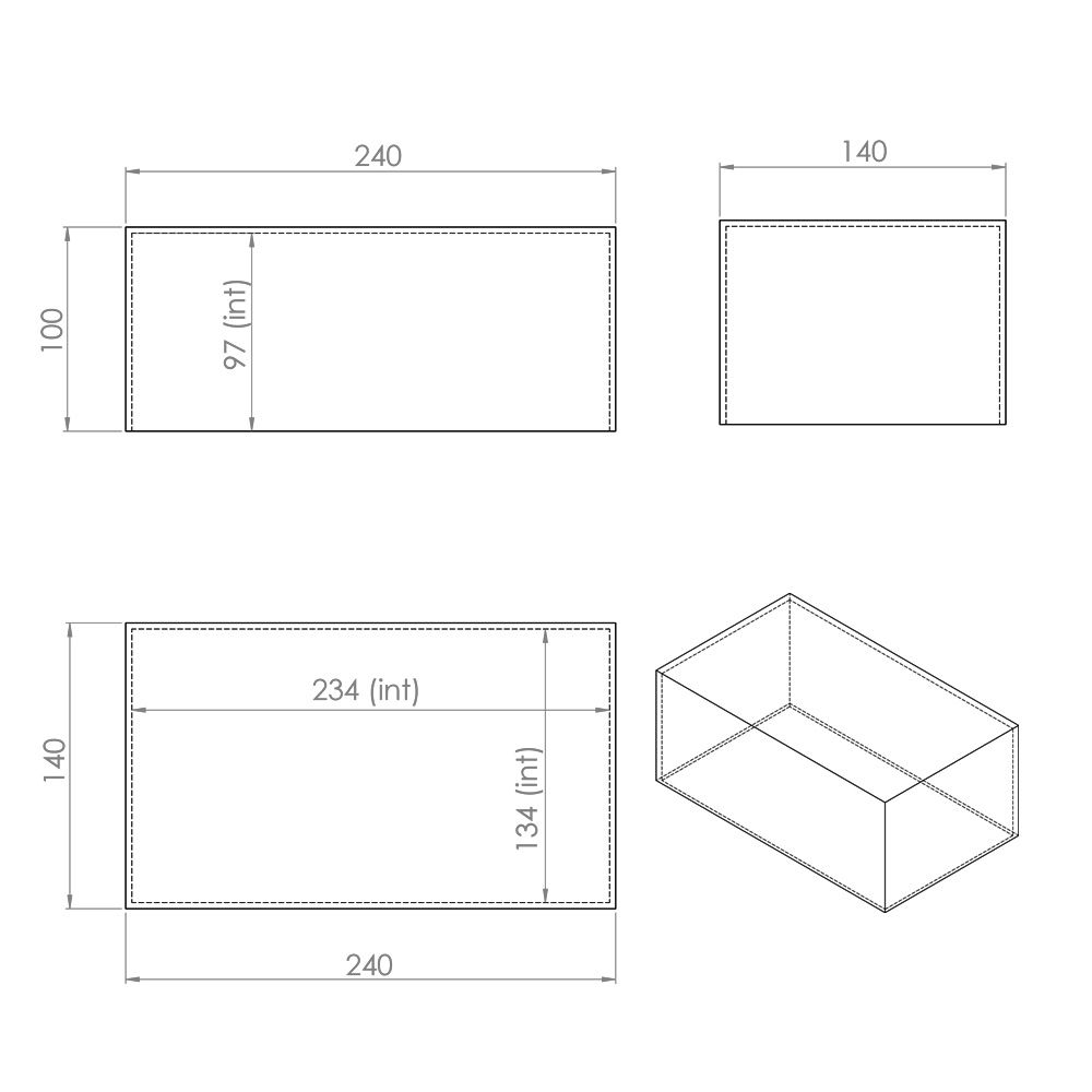Boîte plexi transparente 240x140x100mm