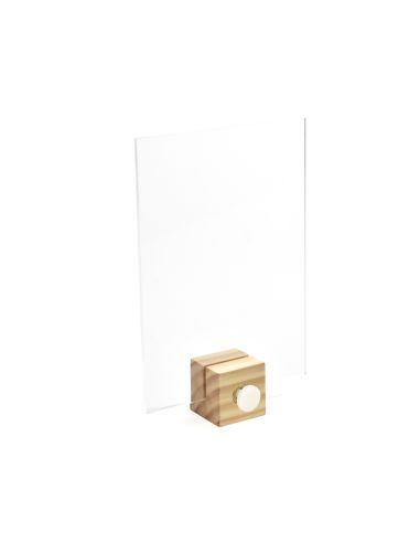 Porte-affiche en plexi sur socle pin...
