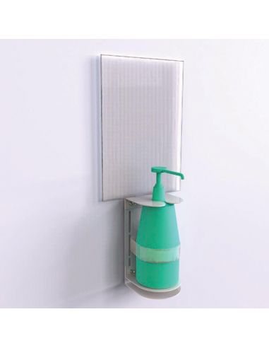 Wall support for hydroalcoholic gel with poster door