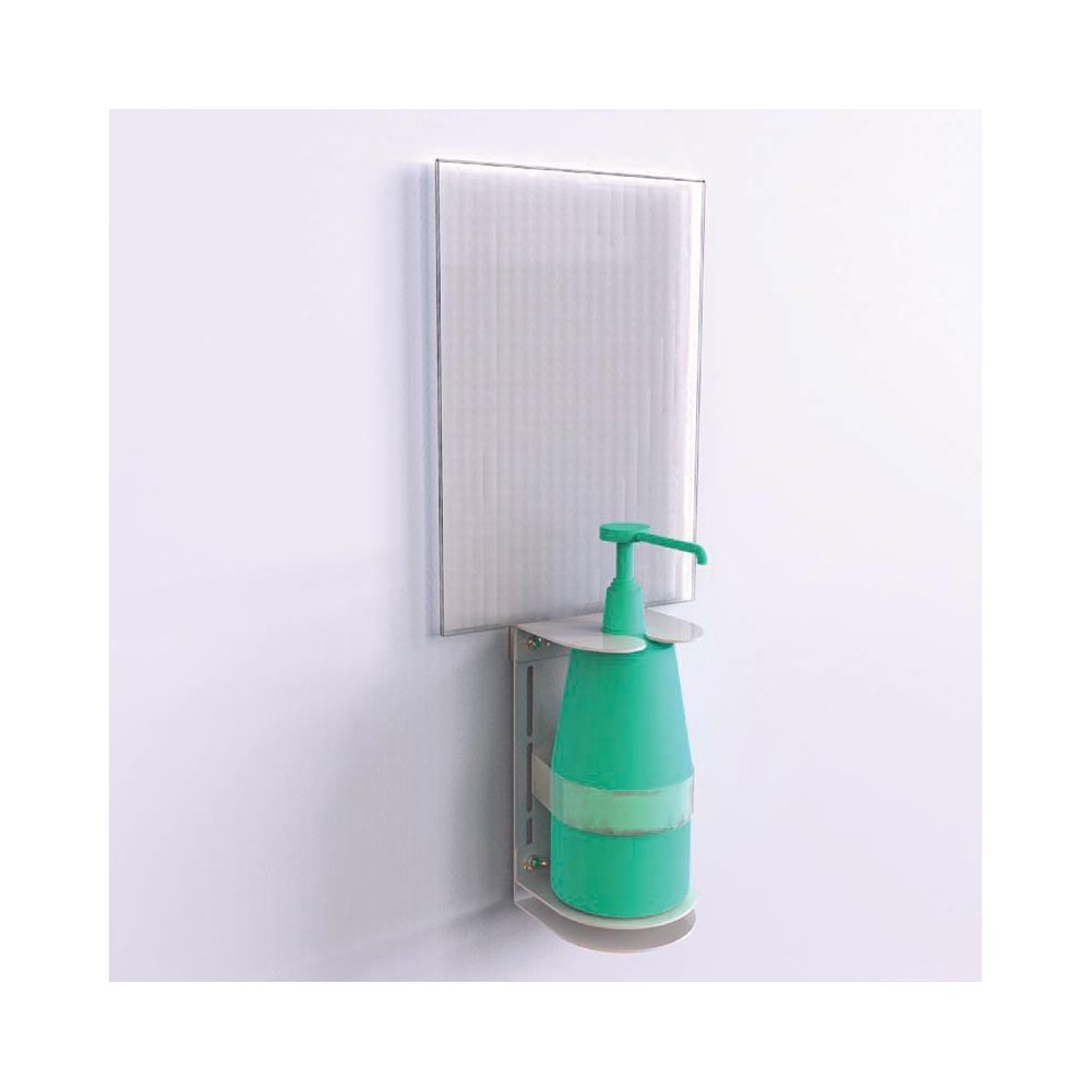 Wall support for hydroalcoholic gel with poster door