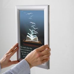 Double-sided aluminium snap frame for display cases