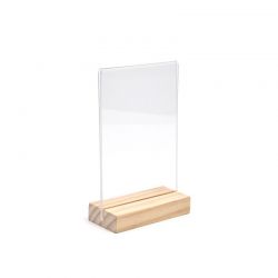 Double-sided plexi easel on solid pine wood base