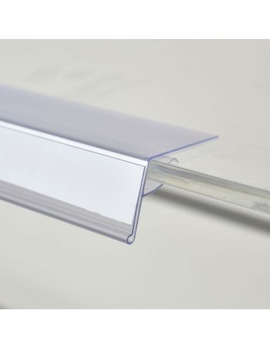 Porte-étiquette clipsable pour tablettes en verre