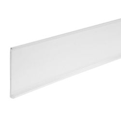 Adhesive extruded label holder strip with white background